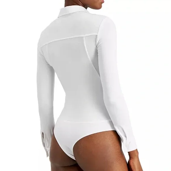 DONNA KARAN BUTTON FRONY LONG SLEEVE BODYSUIT - Picture 3 of 4
